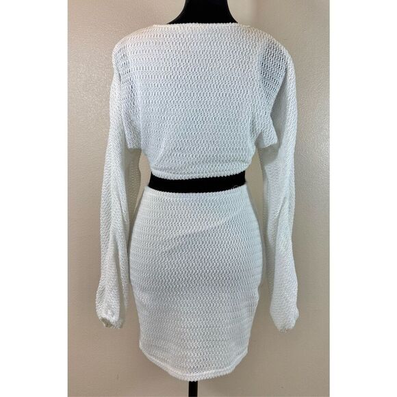 NWOT 12th Tribe White Knitted Free Bird Side Cutout Mini Resort Dress Women's S - Picture 5 of 12